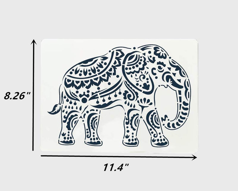 OBUY Lion Deer Tiger Wolf Whale Horse Animal Stencils for Painting on Wood, Fabric, Walls, Airbrush + More | Reusable Mylar Template (Elephant) - Image 2